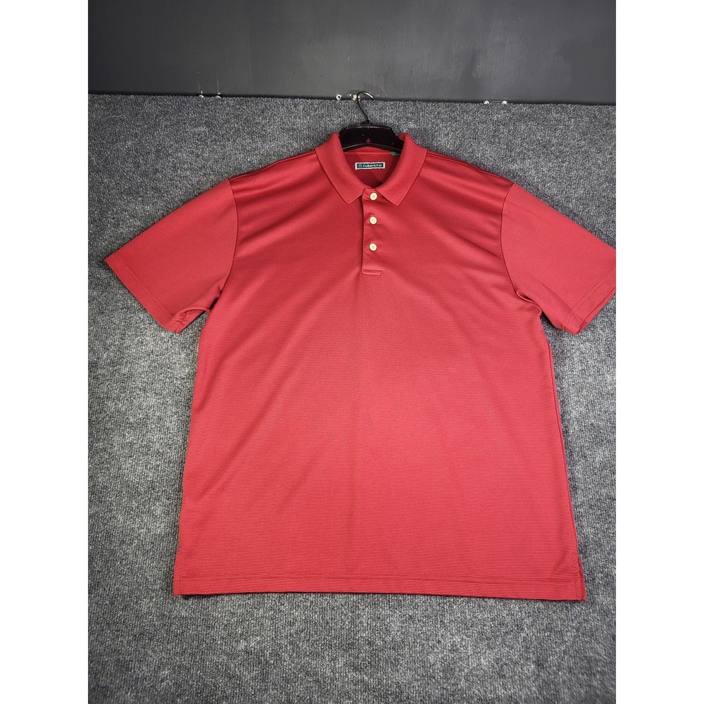 Cubavera Polo Mens XL Red Solid Short Sleeve Collared Button Up